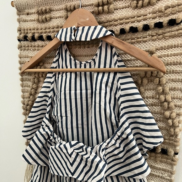 ALICE + OLIVIA| Stripe 100% Cotton Ruffle Swing Top - Picture 8 of 11